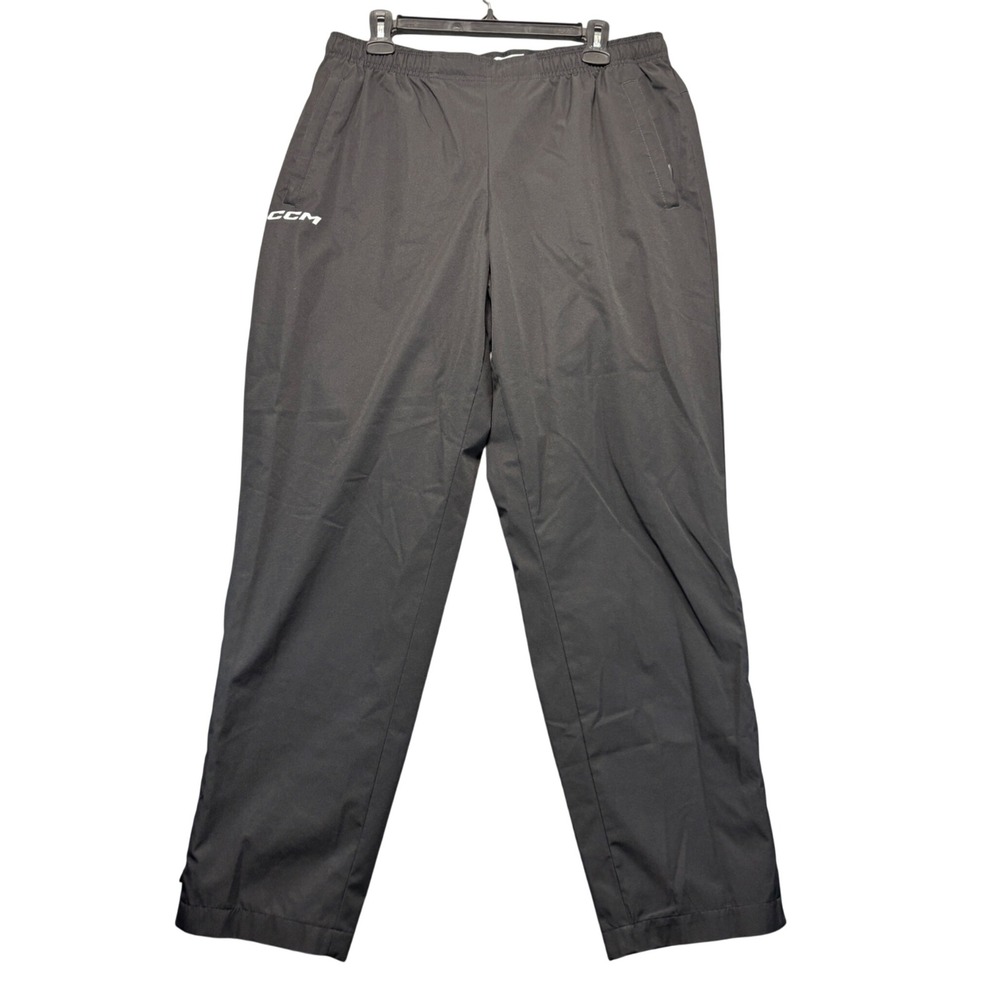 CCM Mens Hockey Warm Up Pants Black Mesh Lined Track Athletic Large